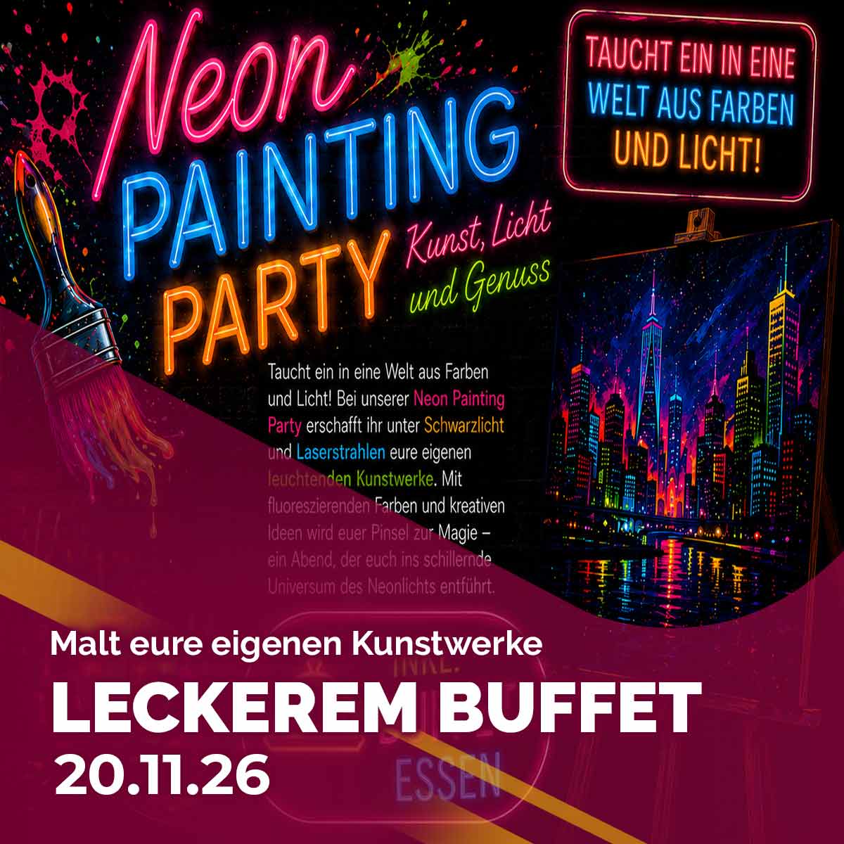 Neon painting PARTY im Hohenthanner Brauereigasthof