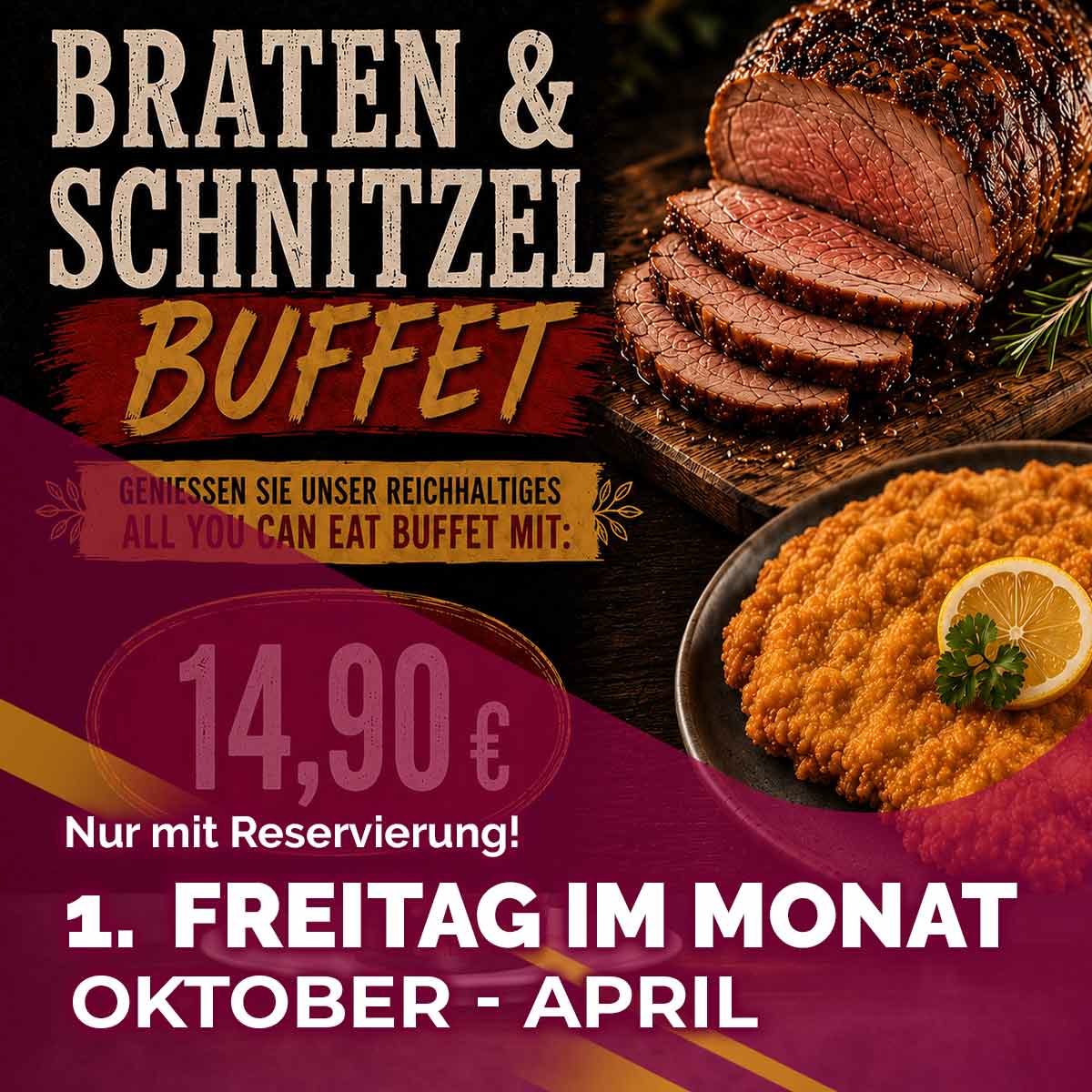 Braten und Schnitzel Buffet im Hohenthanner Brauereigasthof